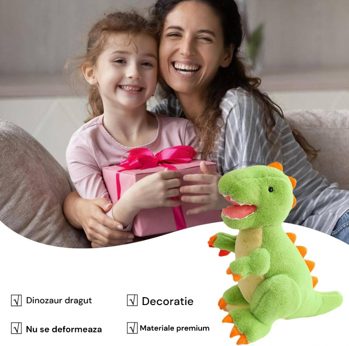 Jucarie de plus, Dinozaurul T-Rex, Verde, 50 cm [8]