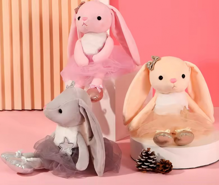 Jucarie de plus, Iepurasul Balerina, Piersica, 35 cm [5]