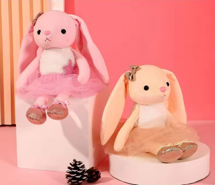 Jucarie de plus, Iepurasul Balerina, Piersica, 35 cm [4]