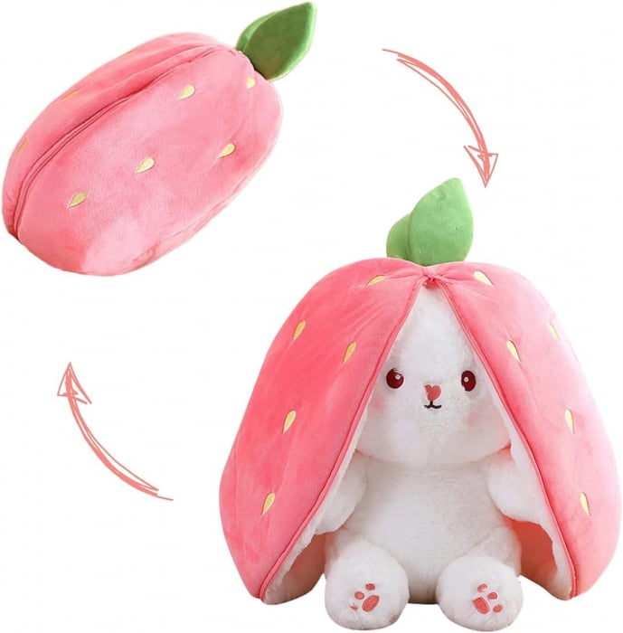 Jucarie de plus, Iepurasul Capsunica, Roz, 35 cm [8]