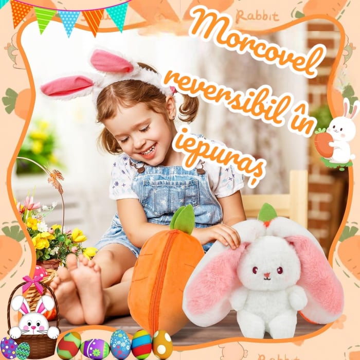 Jucarie de plus, Iepurasul Morcovel, Portocaliu, 35 cm [2]