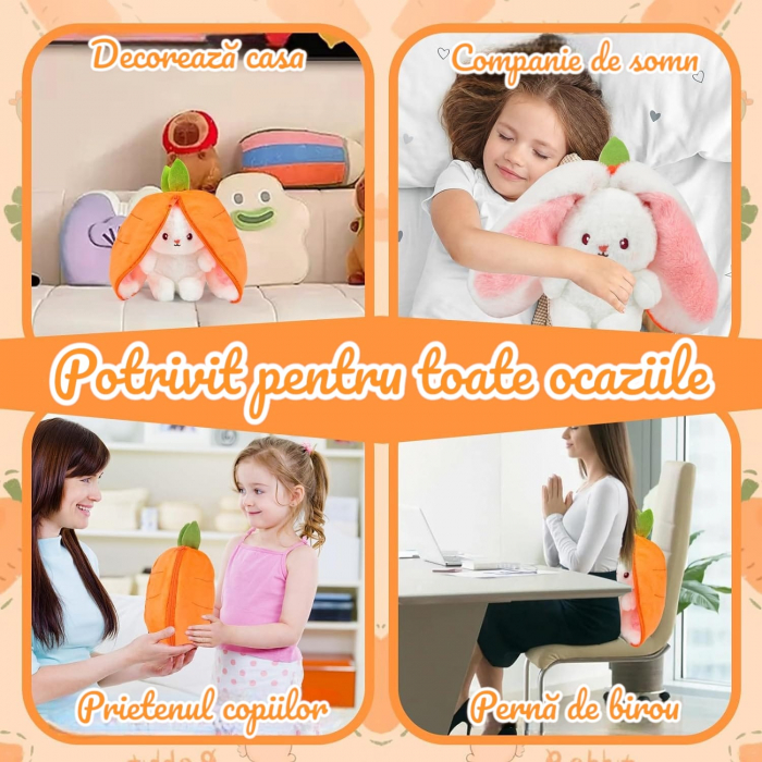 Jucarie de plus, Iepurasul Morcovel, Portocaliu, 45 cm [5]