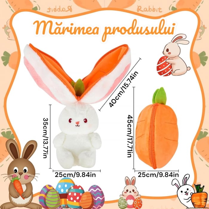 Jucarie de plus, Iepurasul Morcovel, Portocaliu, 45 cm [7]