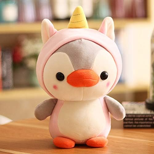 Jucarie de plus, Pinguinul Unicorn, Roz/Gri, 23 cm [2]