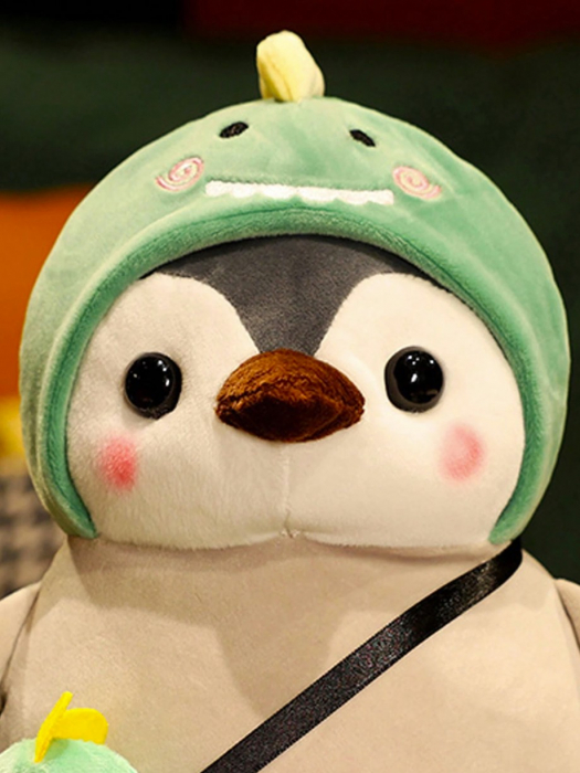 Jucarie de plus, Pinguinul Dinozaur, Gri/Verde, 25 cm [3]