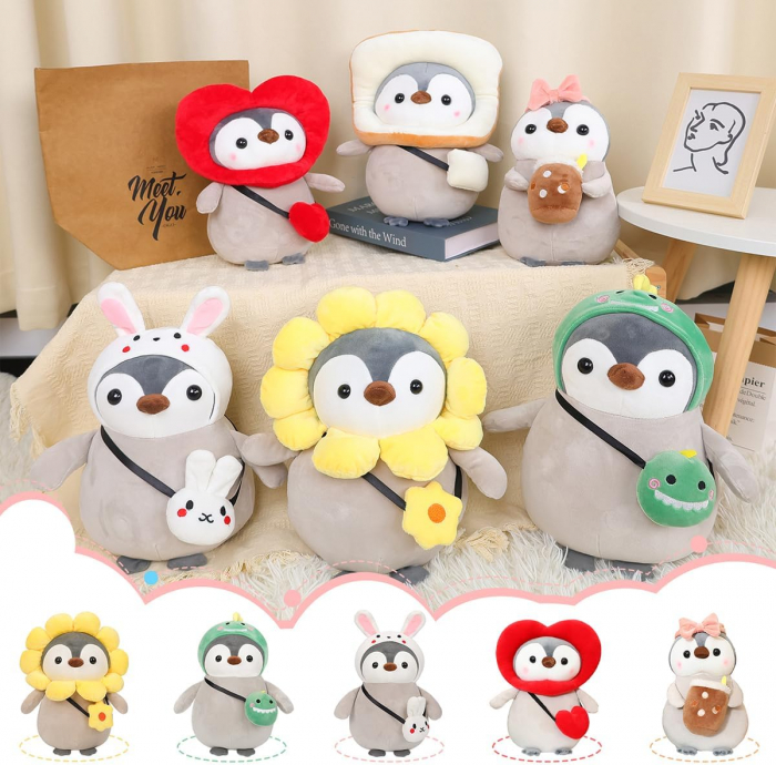 Jucarie de plus, Pinguinul Iepure, Gri/Alb, 25 cm [5]