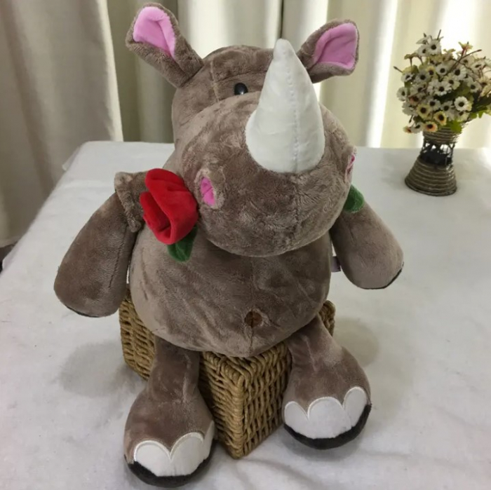 Jucarie de plus, Rinocerul Rosie, Maro, 50 cm [8]