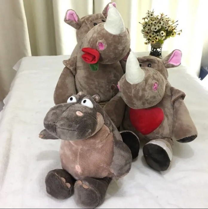 Jucarie de plus, Rinocerul Rosie, Maro, 50 cm [9]