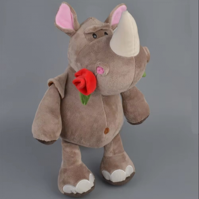 Jucarie de plus, Rinocerul Rosie, Maro, 50 cm [2]