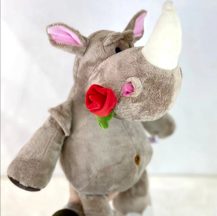 Jucarie de plus, Rinocerul Rosie, Maro, 50 cm [10]