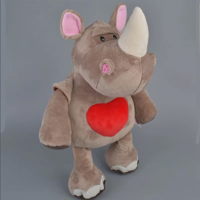 Jucarie de plus, Rinocerul Valentine, Maro, 50 cm [3]