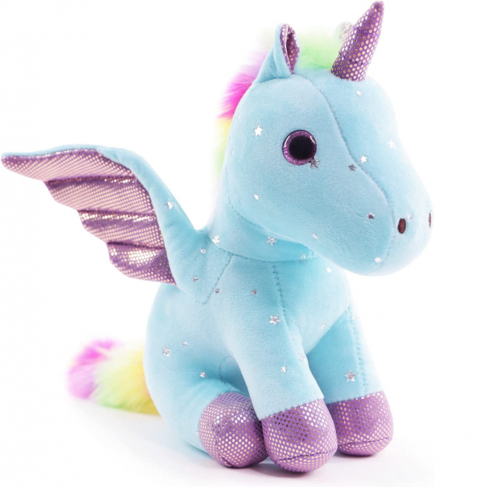 Jucarie de plus, Unicorn cu Aripi de Inger, Bleu, 30 cm [5]
