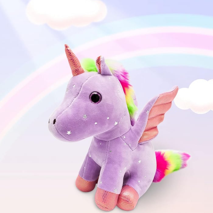 Jucarie de plus, Unicorn cu Aripi de Inger, Mov, 30 cm [3]