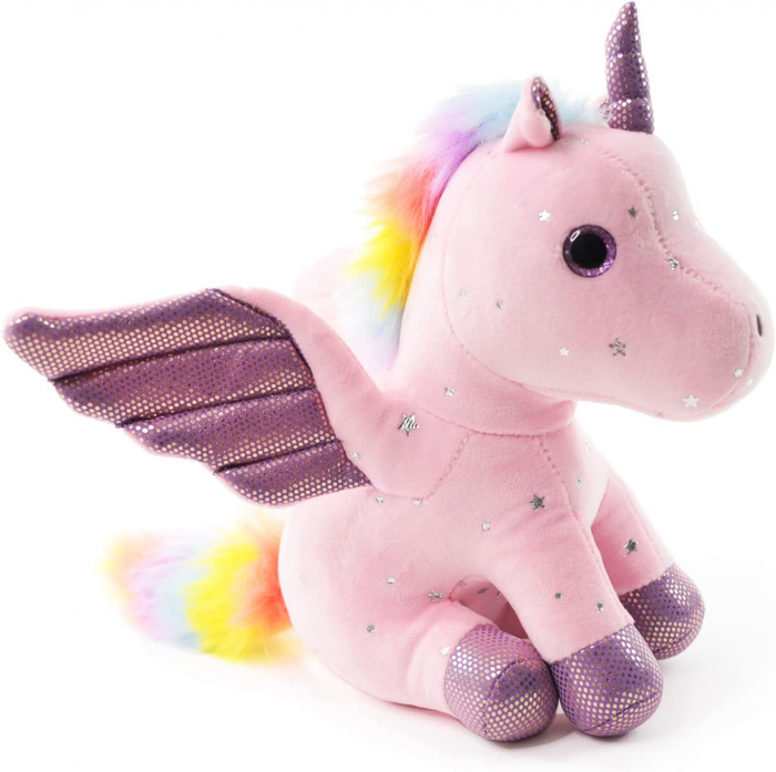 Jucarie de plus, Unicorn cu Aripi de Inger, Roz, 30 cm [8]