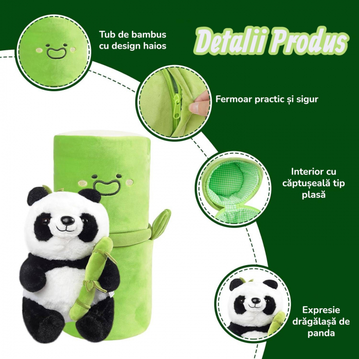Jucarie de plus Urs Panda Bao 25 cm cu Bambus Bamby copii [2]