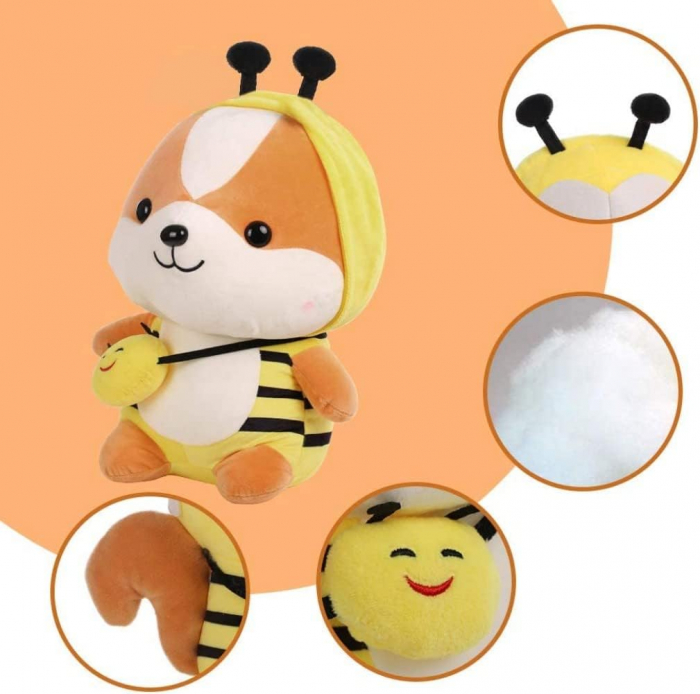 Jucarie de plus, Veverita Albinuta, Galben, 25 cm [3]