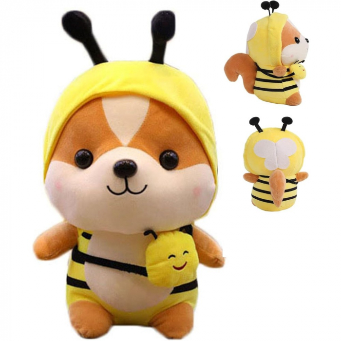 Jucarie de plus, Veverita Albinuta, Galben, 25 cm [2]