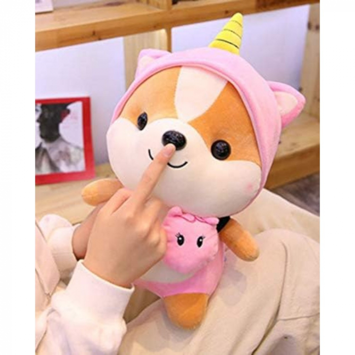 Jucarie de plus, Veverita Unicorn, Roz, 25 cm [3]