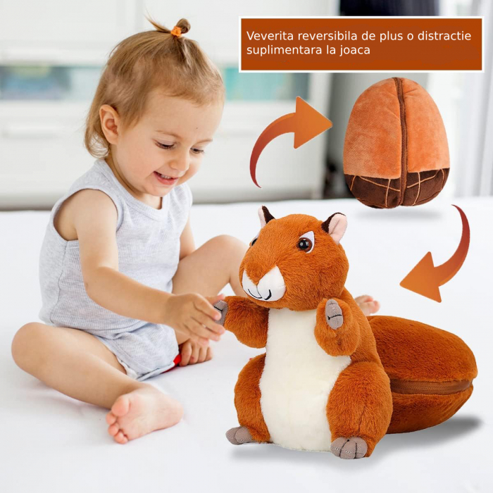 Jucarie de plus, Veverita Vesela, Maro, 25 cm [3]