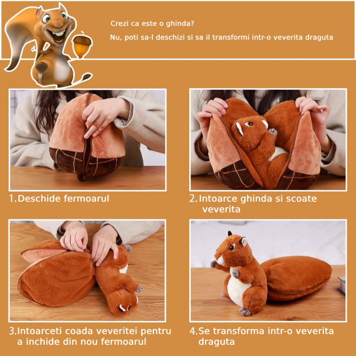 Jucarie de plus, Veverita Vesela, Maro, 25 cm [4]