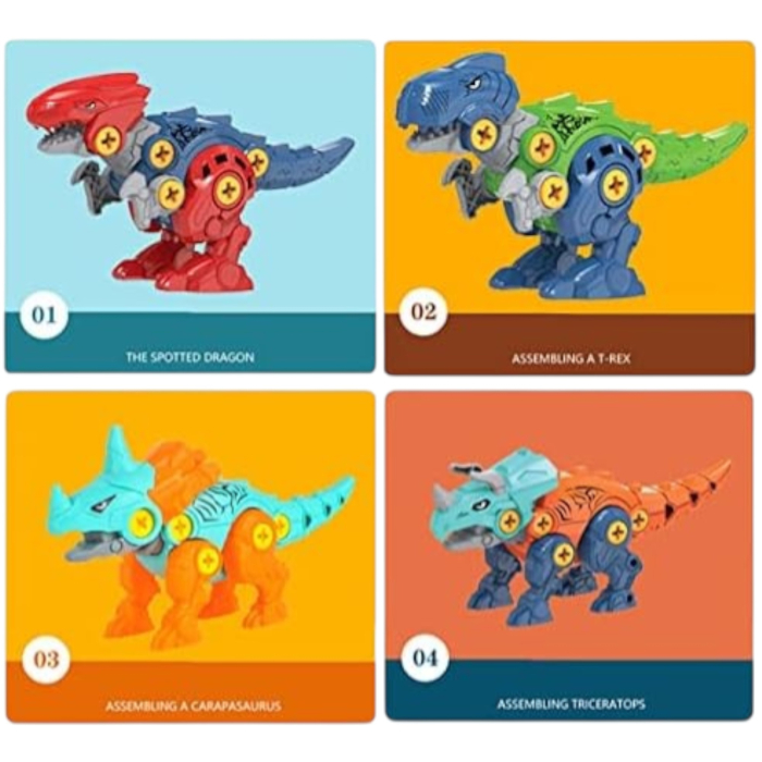 Jucarie dinozaur de constructie, set asamblare cu piese mobile, dezvoltare logica si indemanare, verde, 3+ ani [5]