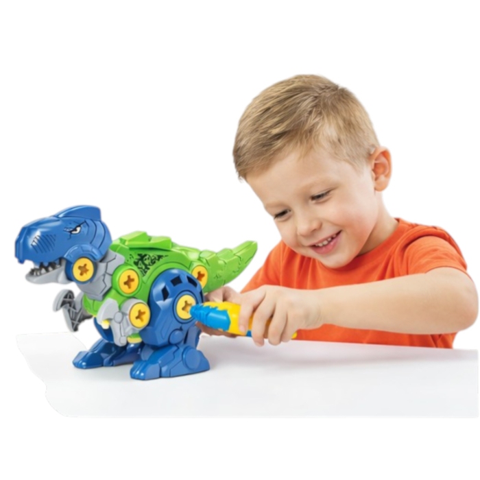 Jucarie dinozaur de constructie, set asamblare cu piese mobile, dezvoltare logica si indemanare, verde, 3+ ani [2]