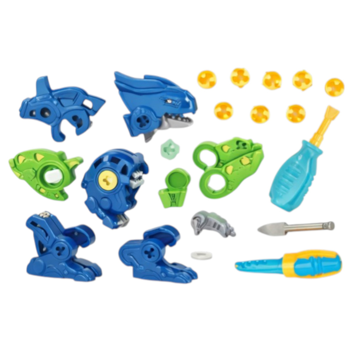 Jucarie dinozaur de constructie, set asamblare cu piese mobile, dezvoltare logica si indemanare, verde, 3+ ani [3]