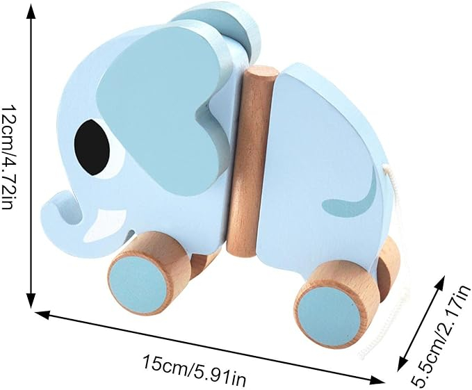 Jucarie eco din lemn, Baby Elephant, albastru, 15 cm [3]