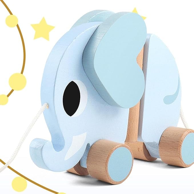 Jucarie eco din lemn, Baby Elephant, albastru, 15 cm [4]