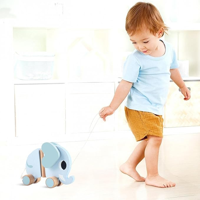 Jucarie eco din lemn, Baby Elephant, albastru, 15 cm [2]