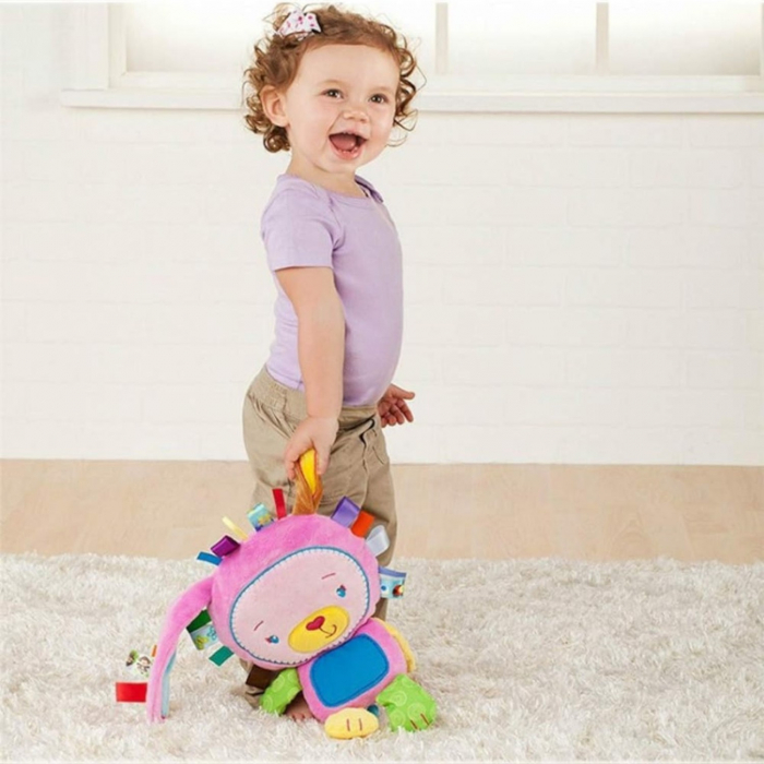 Jucarie senzoriala Iepuras Roz Lila 25 cm bebelusi [8]