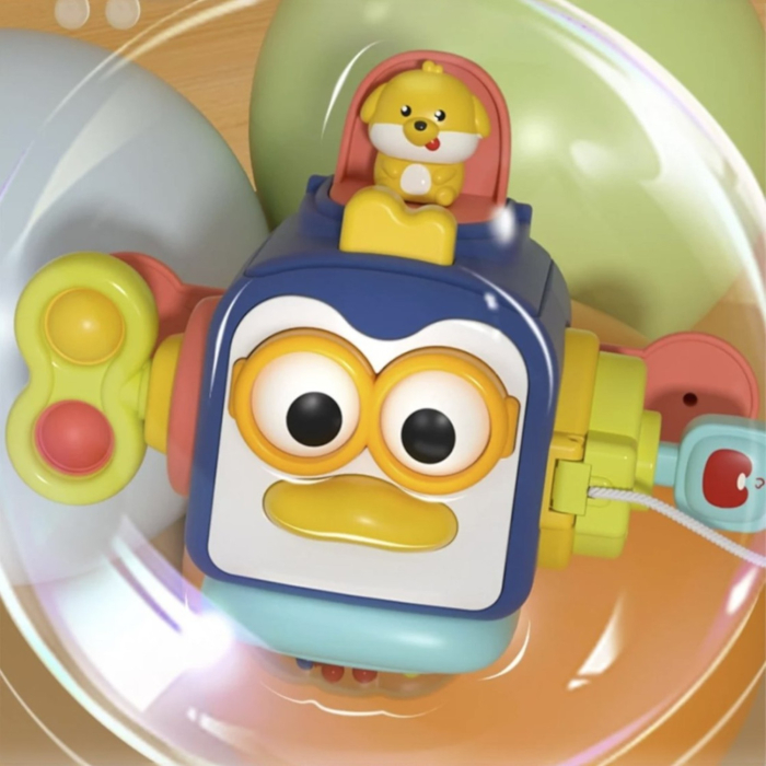 Jucarie senzoriala pentru bebelusi, cub interactiv cu activitati, dezvoltare motricitate fina, multicolor, 6–24 luni [8]
