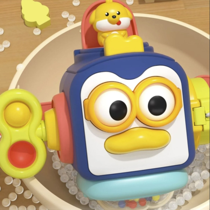 Jucarie senzoriala pentru bebelusi, cub interactiv cu activitati, dezvoltare motricitate fina, multicolor, 6–24 luni [4]