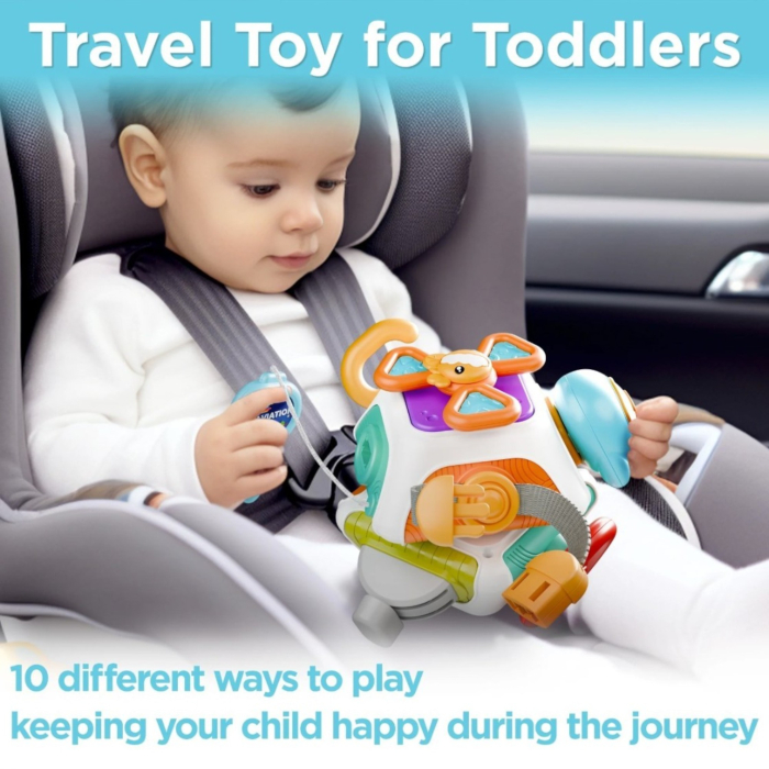 Jucarie senzoriala pentru bebelusi, cub multifunctional cu activitati, coordonare si descoperire, multicolor, 6–24 luni [7]