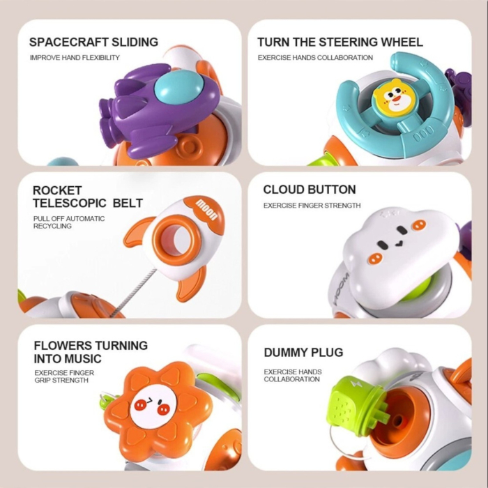 Jucarie senzoriala pentru bebelusi, jucarie interactiva cu rotite si butoane, dezvoltare simturi, multicolor, 6–24 luni [10]