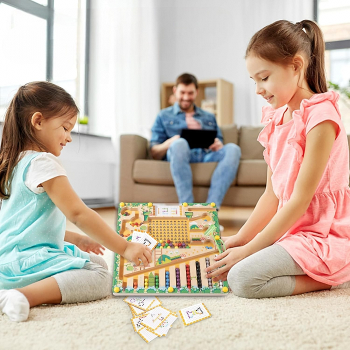 Labirint Magnetic din Lemn pentru Copii - Jucarie Montessori pentru Dezvoltare prin Joaca [6]