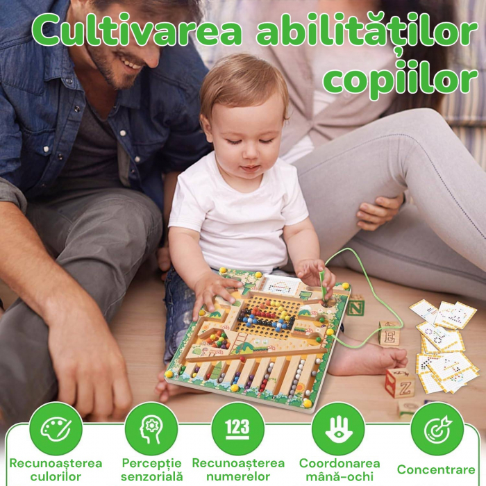 Labirint Magnetic din Lemn pentru Copii - Jucarie Montessori pentru Dezvoltare prin Joaca [2]