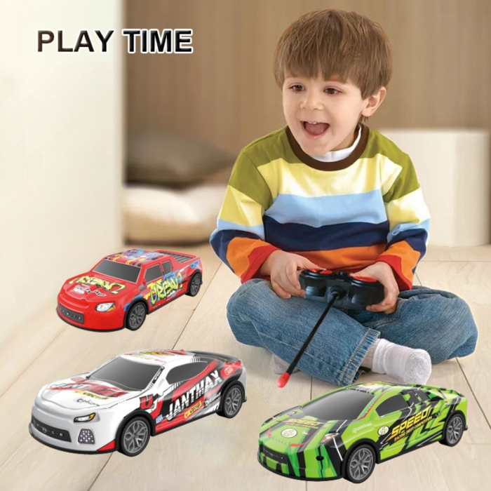 Mașinuță de Curse cu Telecomandă R/C, Scara 1:24, 17,5 cm, Lumini, Acumulator Reîncărcabil, Culoare Aleatorie, 3+ Ani [3]
