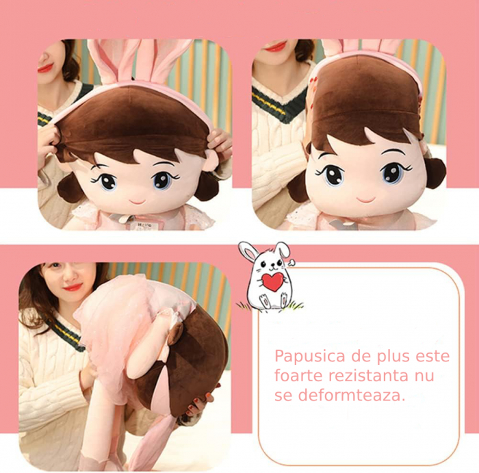 Jucarie de plus, Papusa Bunny, Roz, 45 cm [4]