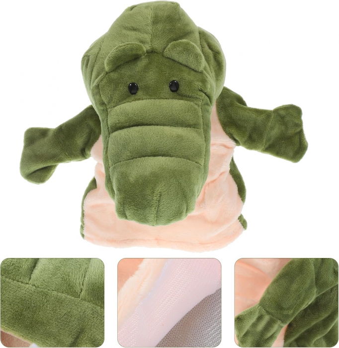 Papusa de mana din plus, Animanusa Crocodil, Verde, 25 cm [8]