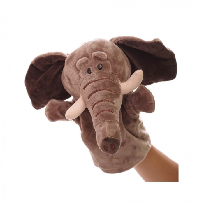 Papusa de mana din plus, Animanusa Elefantel, Gri, 25 cm [3]