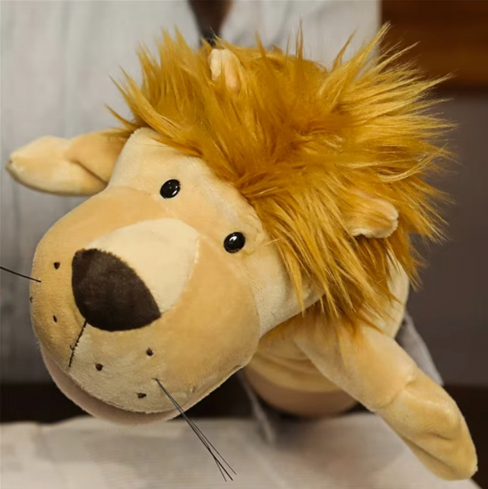 Papusa de mana din plus, Animanusa Leu, Crem, 25 cm [6]