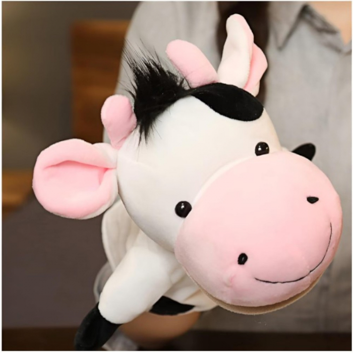 Papusa de mana din plus Malvys®, Animanusa Vacuta, Alb, 25 cm [4]