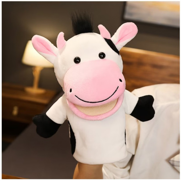 Papusa de mana din plus Malvys®, Animanusa Vacuta, Alb, 25 cm [3]