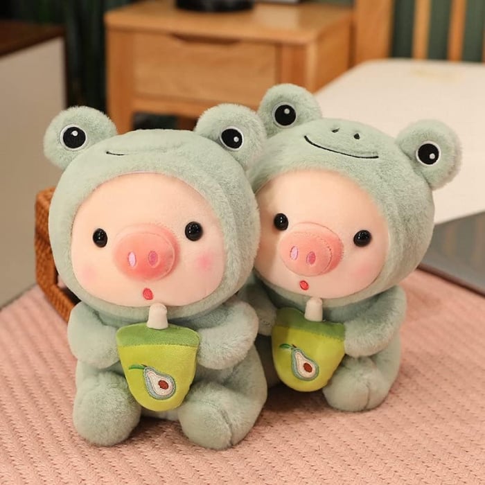 Jucarie de plus, Porcusor Broscuta, Verde/Roz, 25 cm [4]