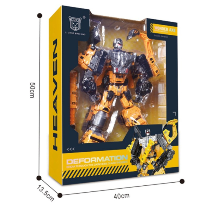 Robot transformabil utilaje constructii, set 6 in 1 cu excavator, buldozer, camion si incarcator, jucarie de asamblare [7]