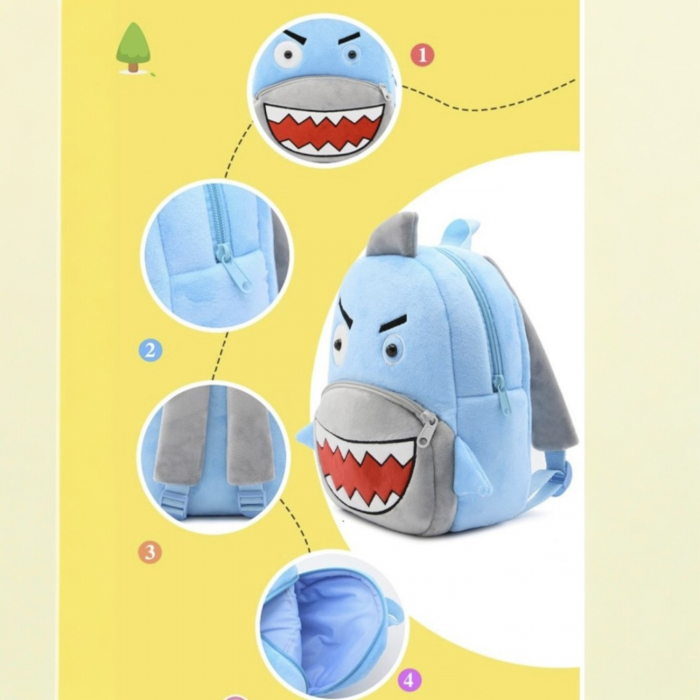 Rucsac de plus Rechin Albastru Sharko 26 cm copii [4]