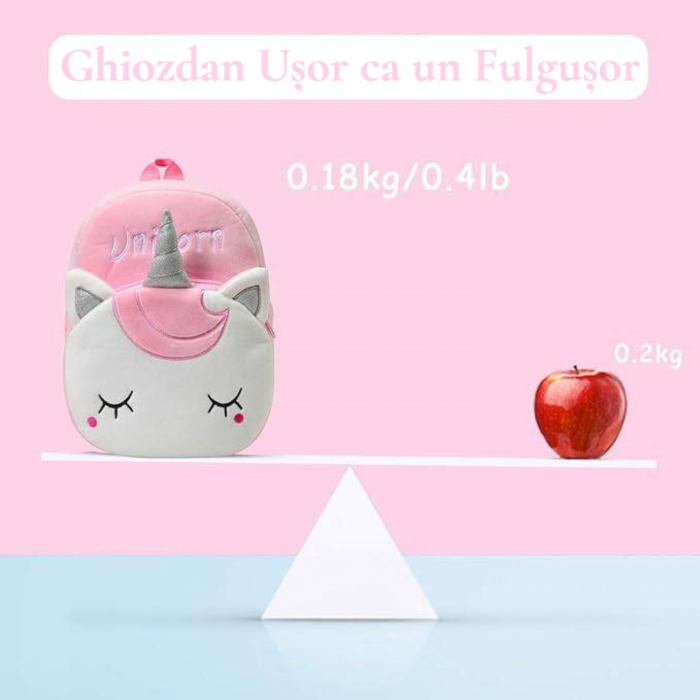 Rucsac de plus Unicorn Roz Deschis Uni Blush 27 cm fetite [5]