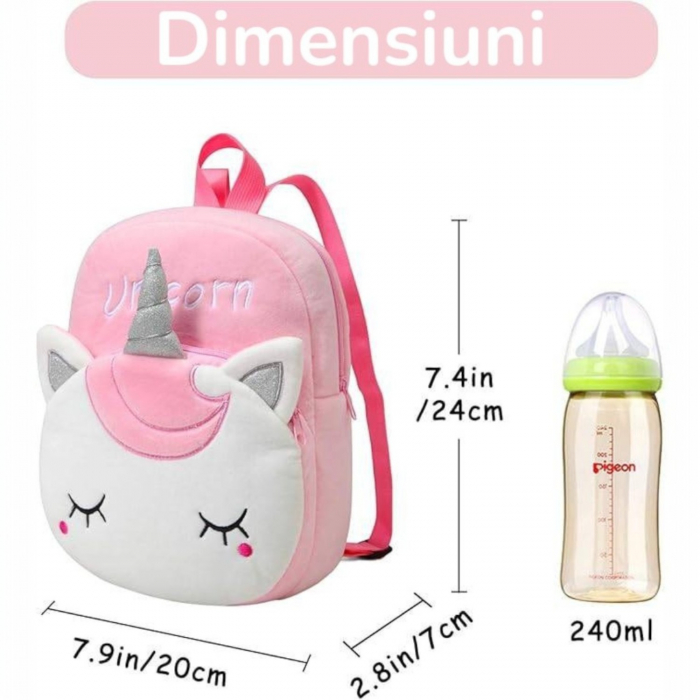 Rucsac de plus Unicorn Roz Deschis Uni Blush 27 cm fetite [3]