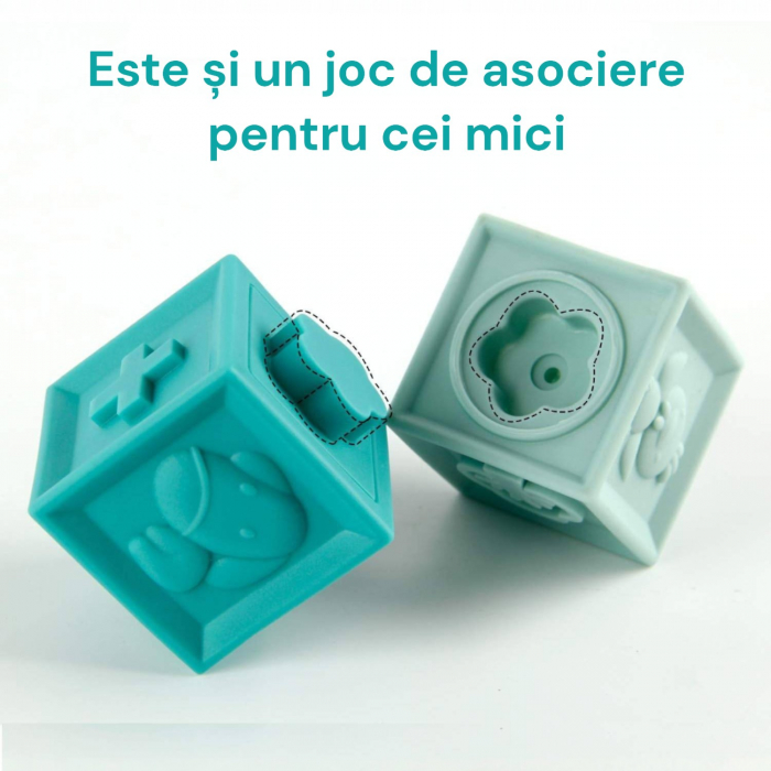 Set 12 Cuburi Moi pentru Bebelusi, Jucarie Educationala cu Sunete, Numere, Forme si Animale, Din Cauciuc Sigur, Ideal pentru Dentitie si Dezvoltarea Abilitatilor, 0-24 Luni, Multicolor [3]